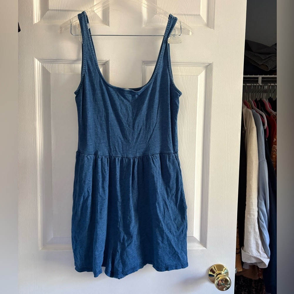 American Eagle Heather Blue Romper w/ Pockets Casual Summer Size S